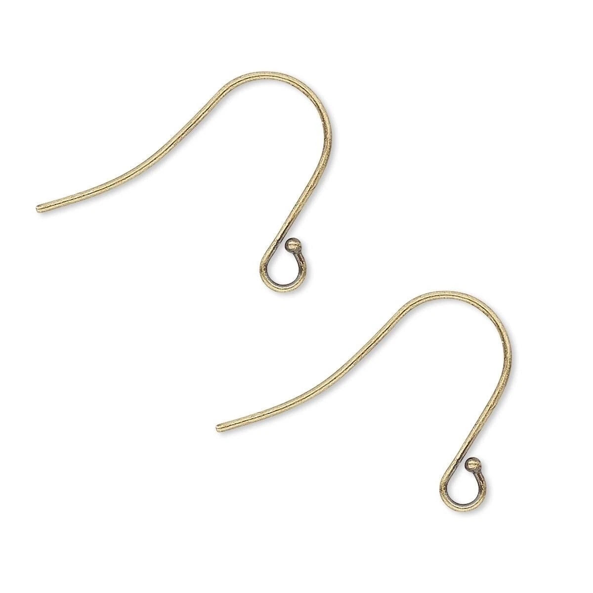 Beadsmith Antiqued Gold Plated Brass Fishhook Ear Wires, 15mm, 21 Gauge, Open Loop