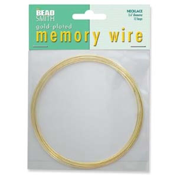 Beadsmith Gold Plated Stainless Steel Necklace Memory Wire, 3-5/8 inch, 12 Loops