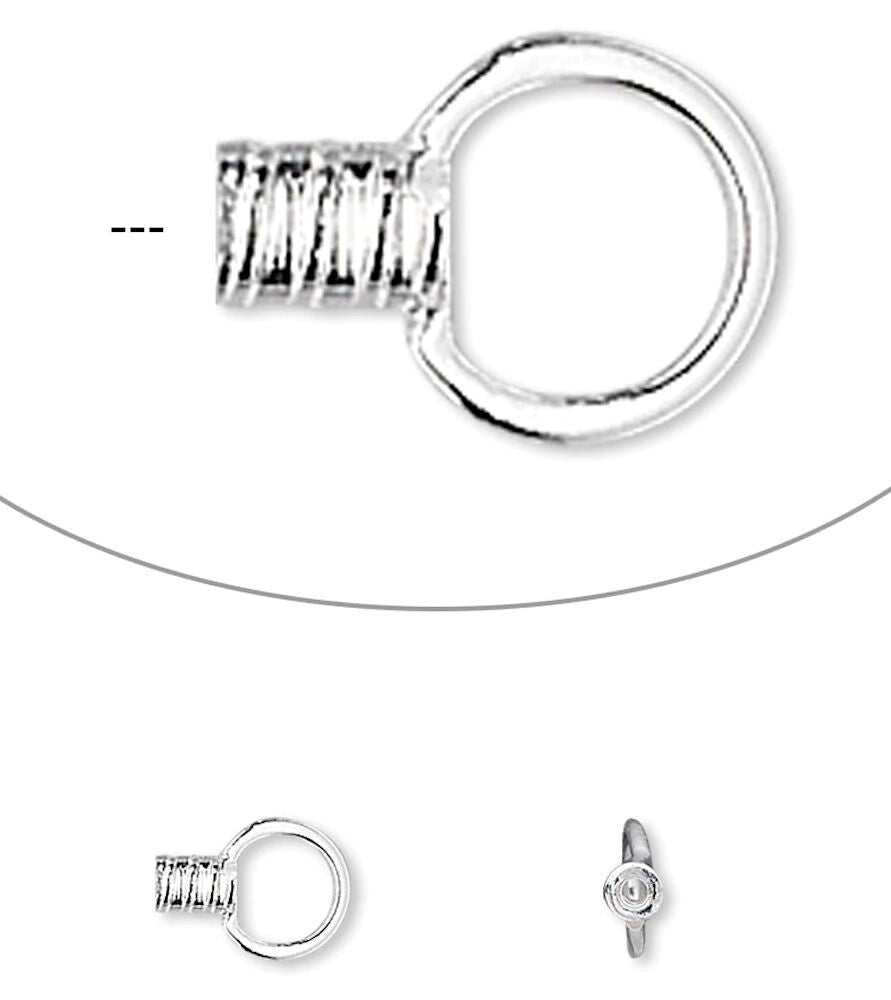 Crimp Ends with Loop, 2.5x1.5mm Tube, 0.5mm ID, Gold or Silver Plated, 10 pcs