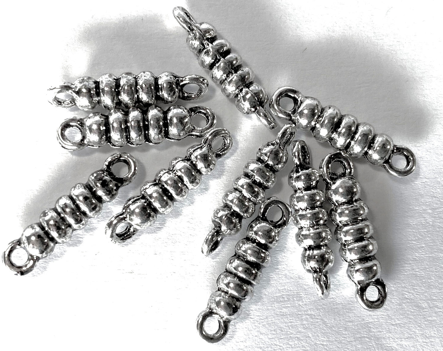 Antiqued Silver Pewter Spiral Link Connectors, 4x16mm, 10 pcs