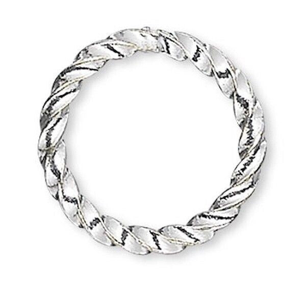 Silver Plated Brass Twisted Round Jump Rings 16 Gauge 6mm 8mm or 10mm - 100 pcs