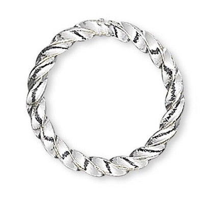 Silver Plated Brass Twisted Round Jump Rings 16 Gauge 6mm 8mm or 10mm - 100 pcs