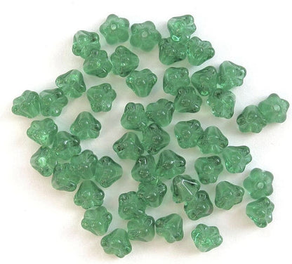Prairie Green Czech Glass Baby Bell Flower Beads 6x4mm, 50 pcs