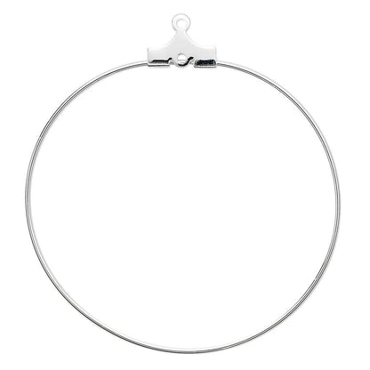 BeadSmith Silver Plated Brass 40mm Round Beading Earring Hoops 20 Gauge