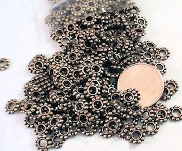 Antiqued Gold Plated Pewter Daisy Spacer Beads, 6x1mm, 300 pcs