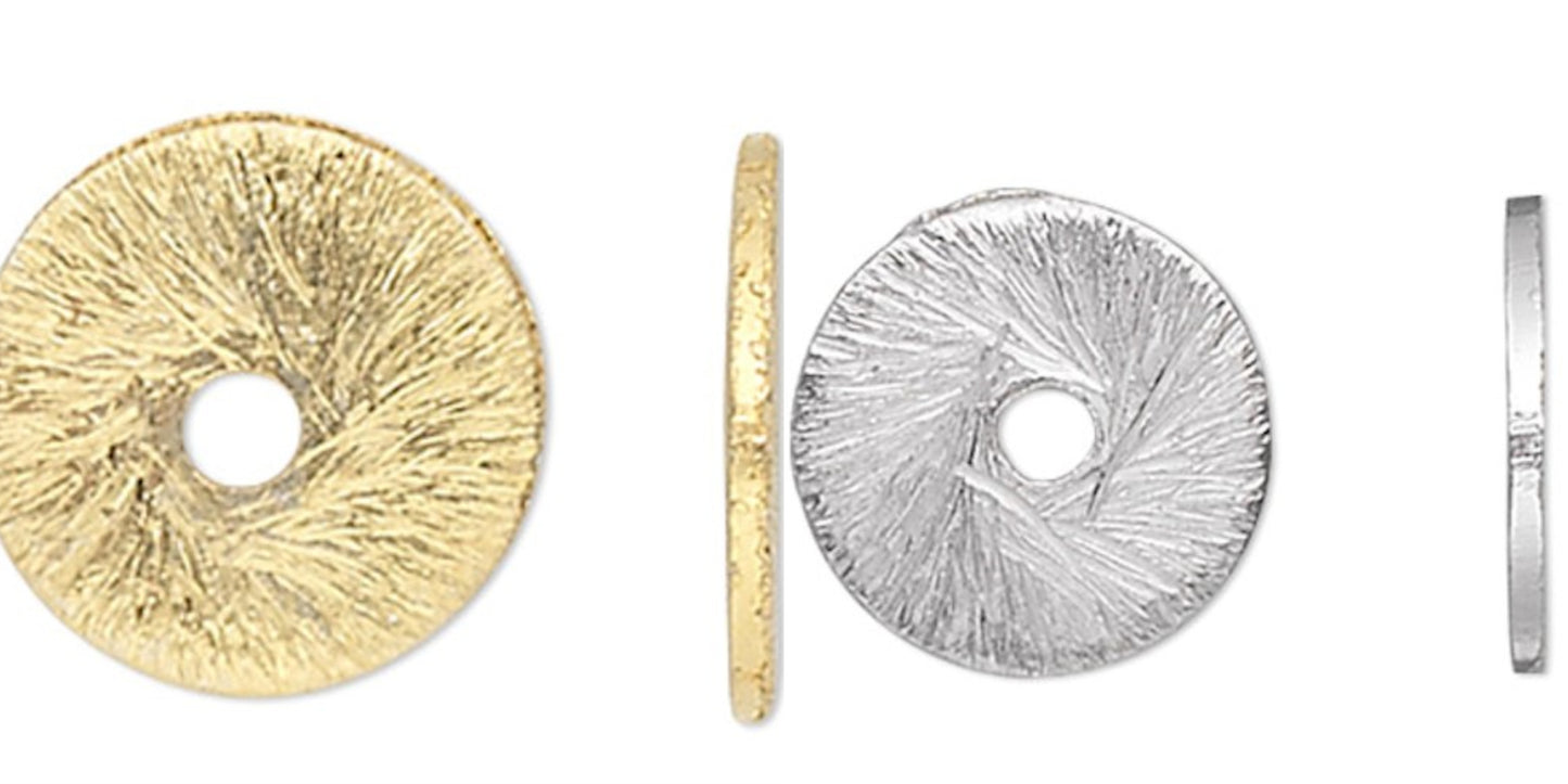Brushed Plated Brass 8mm Heishi Disc Spacer Beads, 20 pcs