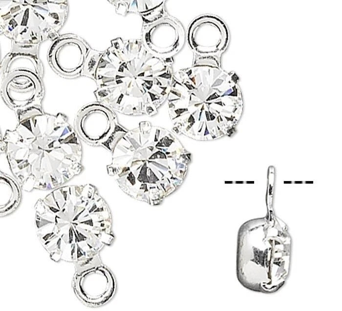 Swarovski Crystal Round Drops, Crystal Clear, Rhodium Plated, 4mm, PP32, #17704, 144 pcs
