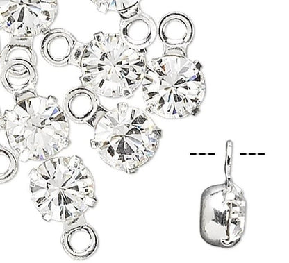 Swarovski Crystal Round Drops, Crystal Clear, Rhodium Plated, 4mm, PP32, #17704, 144 pcs