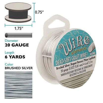 Beadsmith Silver Round Wrapping Wire, 20 Gauge (0.81mm), 6 yd