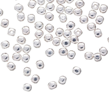 144 Silver Plated Brass 4x4mm Smooth Rounded Square Spacer Beads