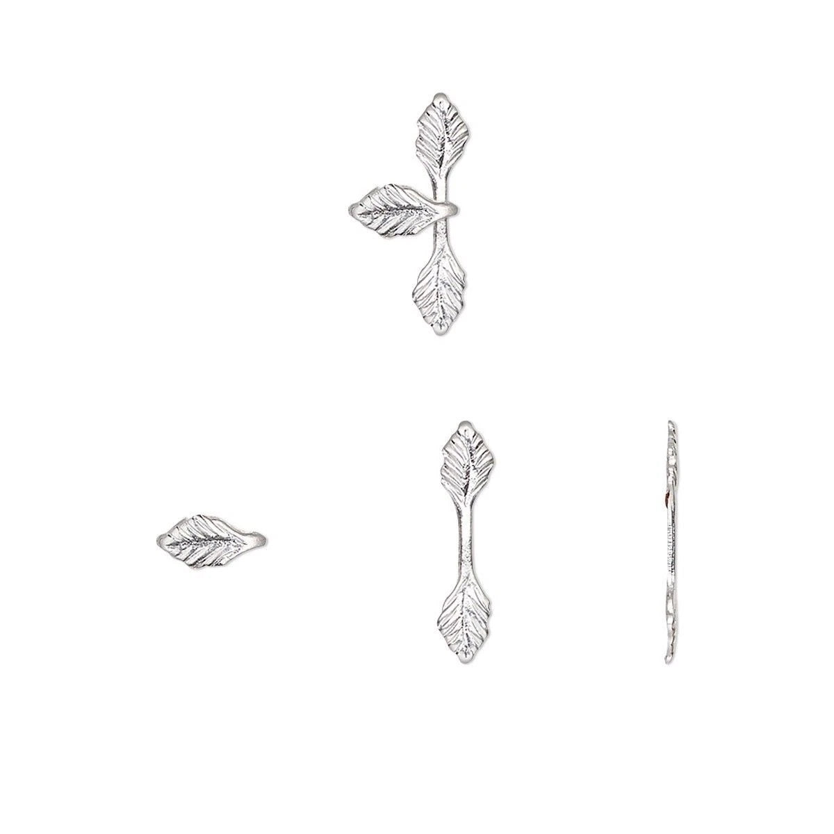 Silver Nickel Plated Brass Fold-Over Glue-On Leaf Bail 12.5x3mm - 100 pcs