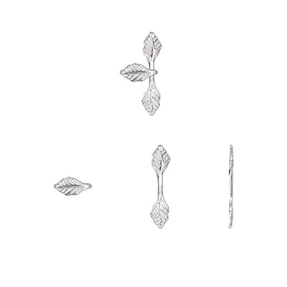 Silver Nickel Plated Brass Fold-Over Glue-On Leaf Bail 12.5x3mm - 100 pcs
