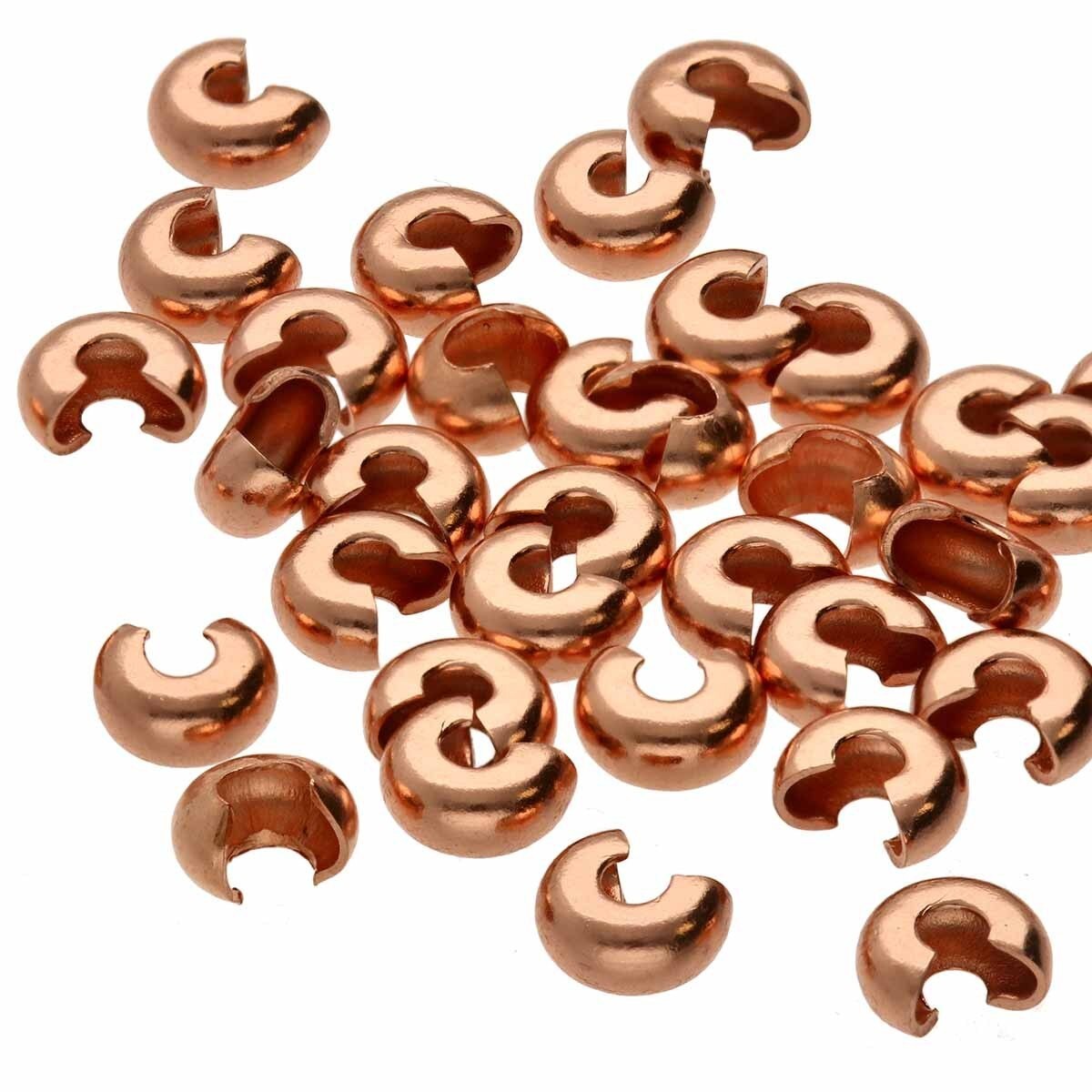 Crimp Cover, 144 Copper Plated Brass 4mm Crimp Covers to Hide Knots & Crimps