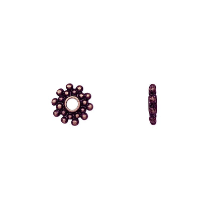 Antiqued Copper Pewter Dotted Rondelle Beads, 8.5x2mm, 24 pcs