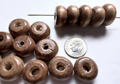 Brown Littleleaf Boxwood Hand-Cut Wood Beads 18x10mm – 25 pcs