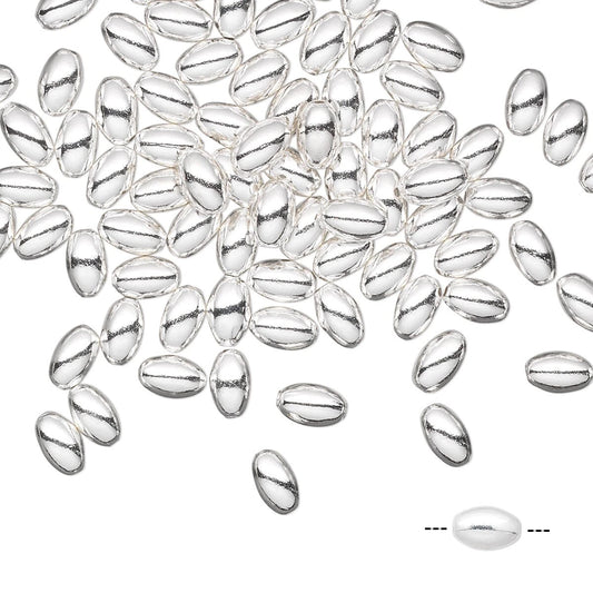 Silver Plated Brass Oval Spacer Beads, 5x3mm, 100 pcs