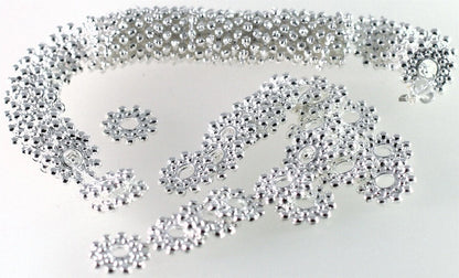 Silver Plated Brass Star Wheel Beads, 9x1mm, 1 Strand (approx. 130)