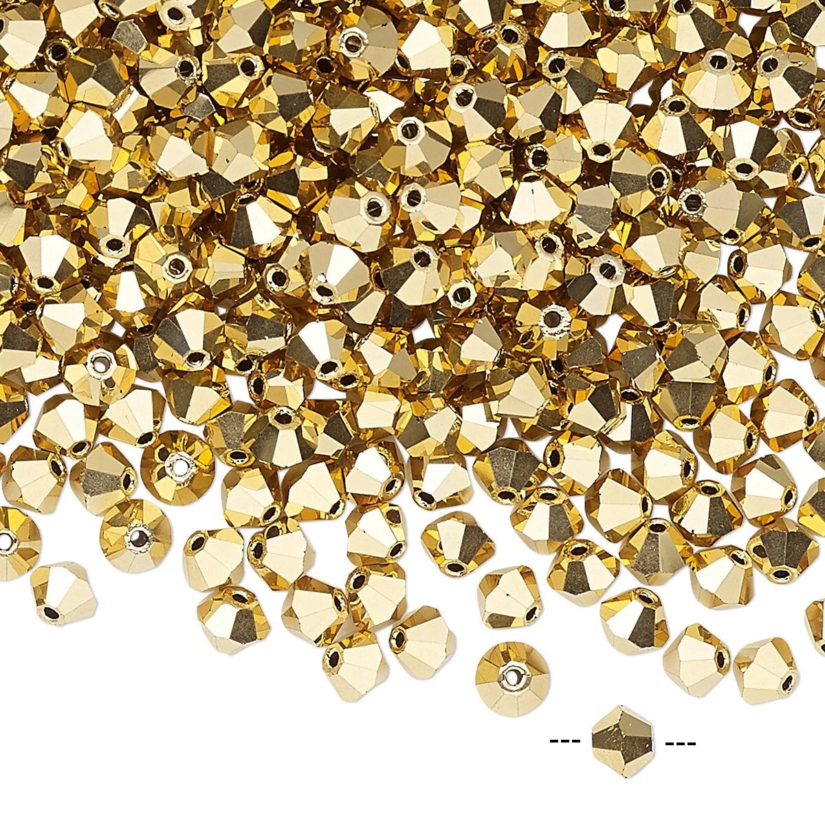 Preciosa Aurum 2X Gold Crystal Bicone Beads, 4mm - 48 pcs
