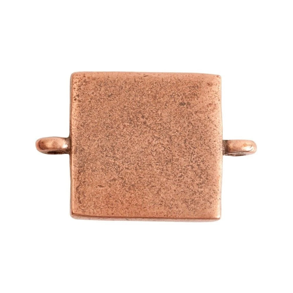 Antiqued Copper Pewter Square Bezel Link Pendant, 28.1x19mm - 1 pc