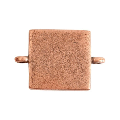 Antiqued Copper Pewter Square Bezel Link Pendant, 28.1x19mm - 1 pc