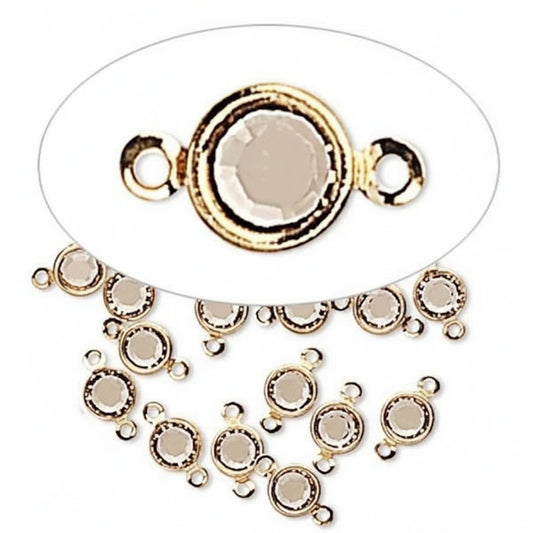 Gold Plated Brass Crystal Link Connectors, Light Colorado Topaz Crystal PP32, 8mm, 12 pcs