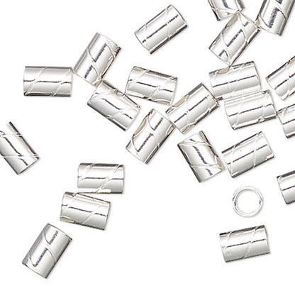 Sterling Silver Twisted Crimp Tube Beads, 3x2mm, 25 pcs