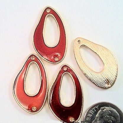 Burnt Orange Epoxy Freeform Link Connector, 26x15mm, 4 pcs