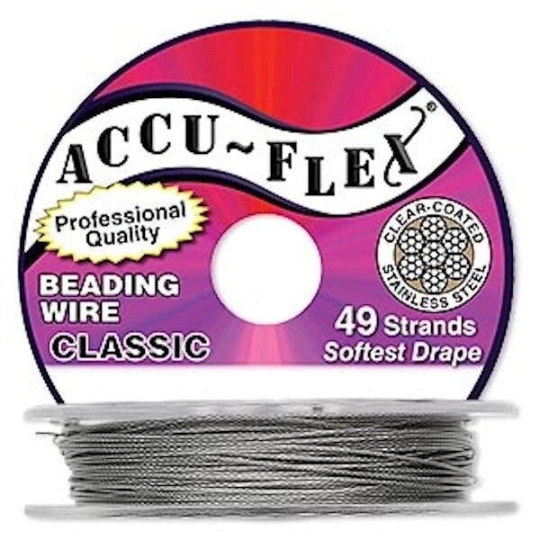 Beading Wire, 49 Strand Accu-Flex Clear 0.019" Diameter Round 100 Foot Spool
