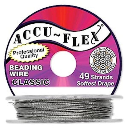 Beading Wire, 49 Strand Accu-Flex Clear 0.019" Diameter Round 100 Foot Spool