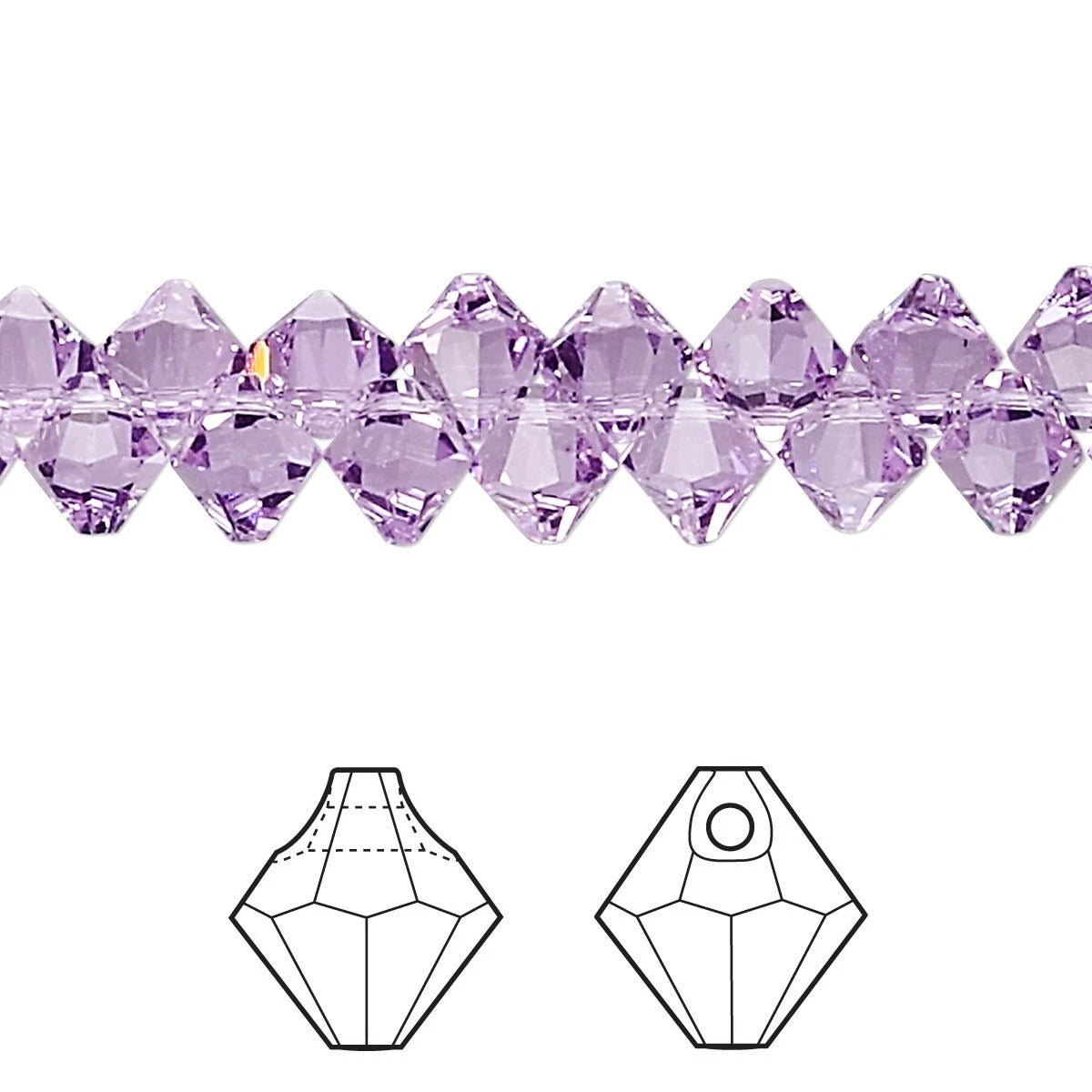 Swarovski Violet Top-Drilled Faceted Bicone Beads (6301), 6mm, 12 pcs