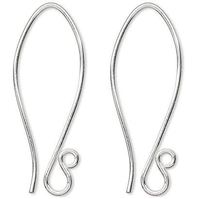 Hill Tribes Sterling Silver Fishhook Ear Wires with Open Loop, 35mm, 10 Pair (20 pcs)