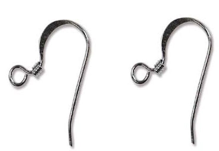Black Oxide 18mm Flat Fishhook Ear Wires with 2mm Coil & Open Loop