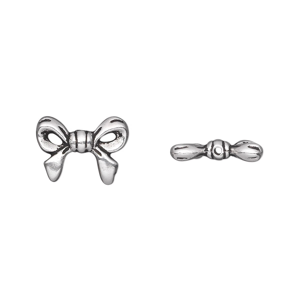 TierraCast Antiqued Silver Plated Pewter 3D Bow Topper Beads, 14x10.5mm, 4 pcs