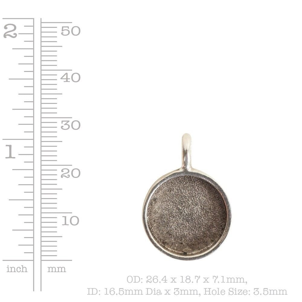 Nunn Design Antiqued Copper Patera Small Circle Bezel Pendant, 26x19mm