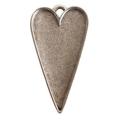 A single heart-shaped metal pendant or charm with a textured, antiqued silver finish and a small loop at the top, shown on a plain white background.