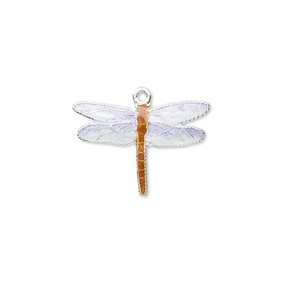 Cloisonné Sterling Silver Dragonfly Charm 20x16mm Blue & Brown (1 pc)