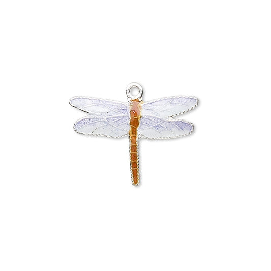 Cloisonné Sterling Silver Dragonfly Charm 20x16mm Blue & Brown (1 pc)