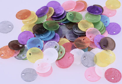 Capiz Shell 10mm Coin Drop Charms Assorted Colors, 100 pcs
