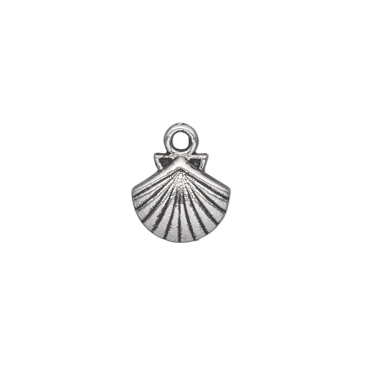 Antiqued Silver-Plated Pewter Shell Charms, 11x11mm, 50 pcs