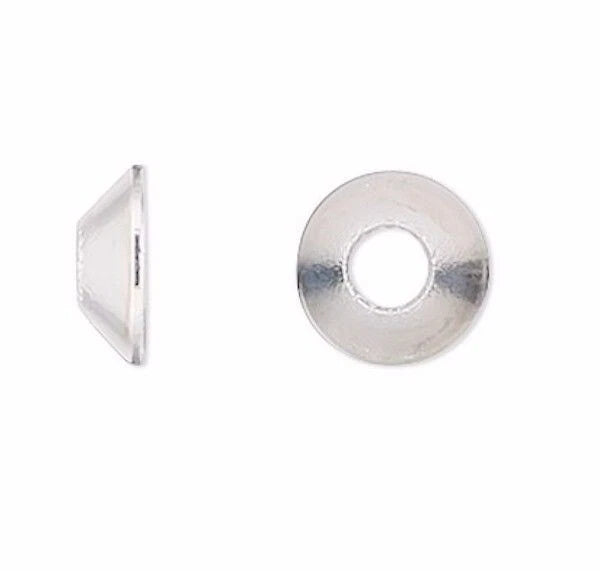 Bead Cap, 300 Silver Plated Steel 5x2mm Smooth Cone to Fit 6-8mm Beads