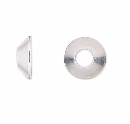 Bead Cap, 300 Silver Plated Steel 5x2mm Smooth Cone to Fit 6-8mm Beads