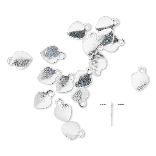 Sterling Silver Flat Smooth Heart Drop Charms: 5x5mm (16 pc)