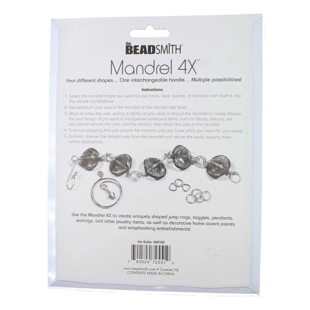 Beadsmith Multi Mandrel Wire Shaping Tool, 4 Shapes (Square, Triangle, Circle, Oval)