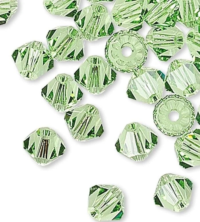 Swarovski Peridot 5328 Xilion Bicone Beads, 4mm - 48 or 144 pcs
