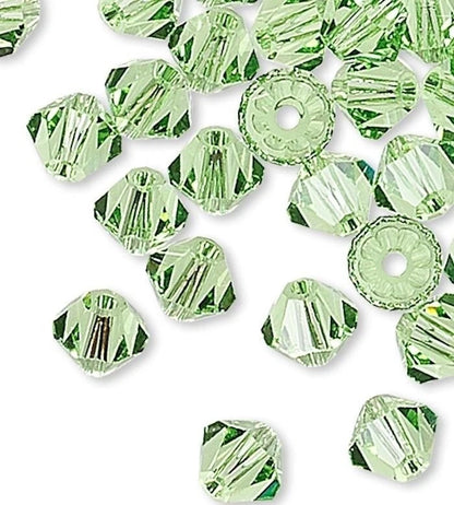 Swarovski Peridot 5328 Xilion Bicone Beads, 4mm - 48 or 144 pcs