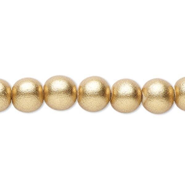 Metallic Gold Round Wood Beads 6, 8 or 10mm - 2 Strands