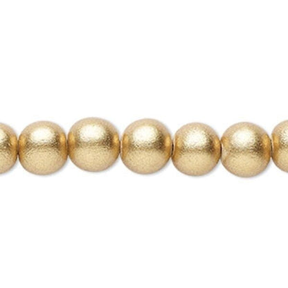 Metallic Gold Round Wood Beads 6, 8 or 10mm - 2 Strands