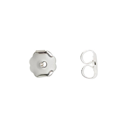 Silver earring components on a white background