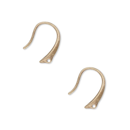Antiqued Gold Plated Brass 14mm Fancy Fish Hook Ear Wires, Closed Loop