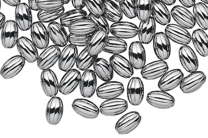 Gunmetal Plated Brass Corrugated Oval Beads, 5x3mm, 100 pcs